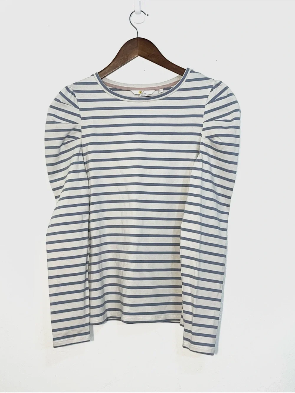 Boden Imogen Breton Striped Puff Sleeve 100% Cotton Knit Shirt Size 8